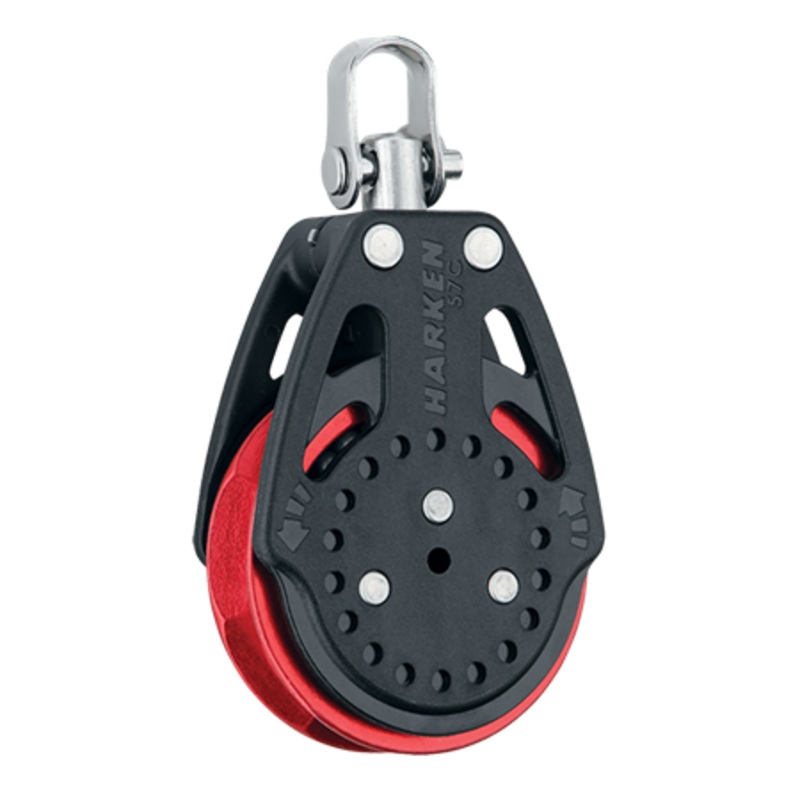 Harken 57 mm Ratchamatic Carbo Air Block  Swivel, Red Sheave