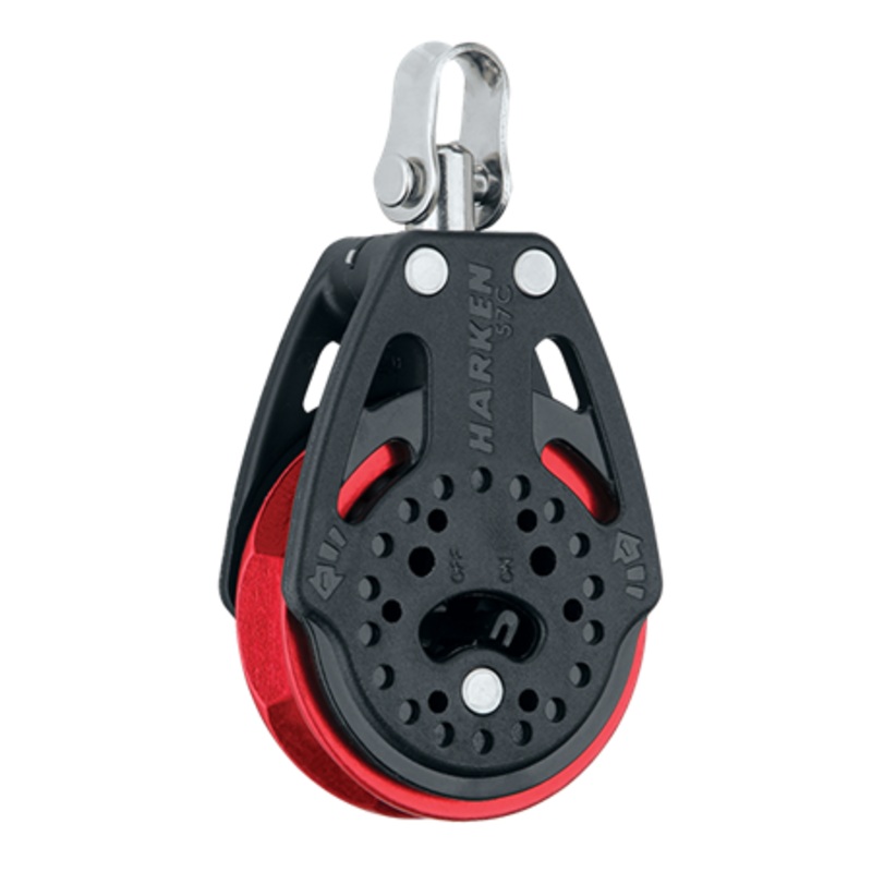 Harken 57 mm Ratchet Carbo Air Block  Swivel, Red Sheave