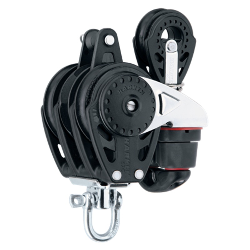 Harken 57 mm Triple Ratchamatic Carbo Air Block  Swivel, Cam Cleat, 40 mm Block