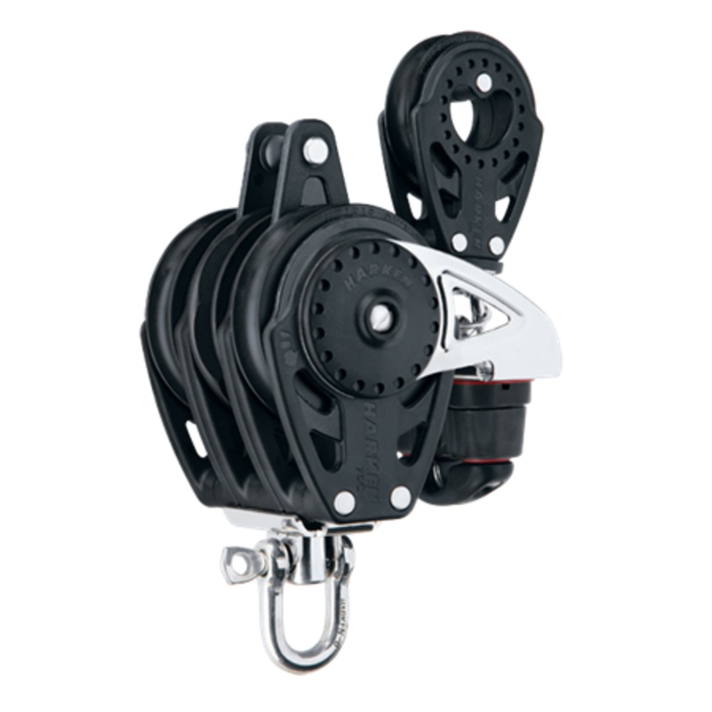 Harken 75 mm Triple Ratchamatic Carbo Air Block  Swivel, Becket, Cam Cleat, 57 mm Block
