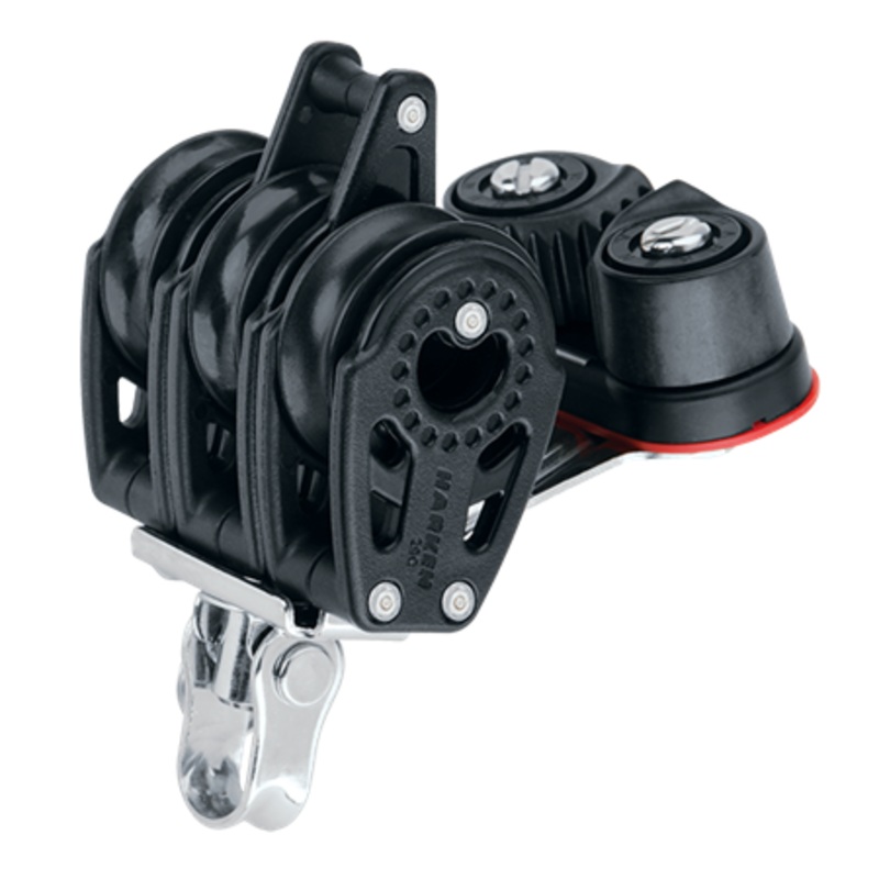 Harken 29 mm Triple Carbo Air Block  Becket, Cam Cleat