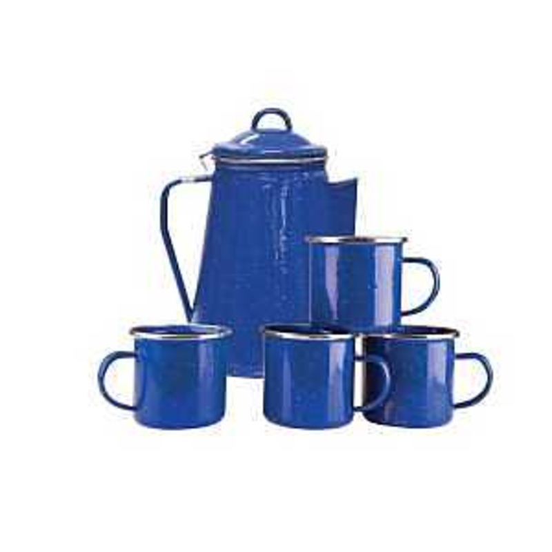 Stansport 11230 Percolator, 8 Cups Capacity, Aluminum, Blue, Enamel