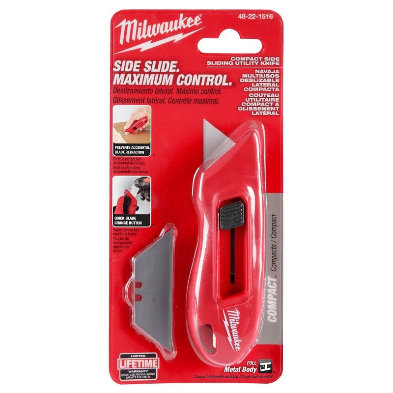 Milwaukee 48-22-1516 Compact Side Slide Utility Knife, Steel Blade