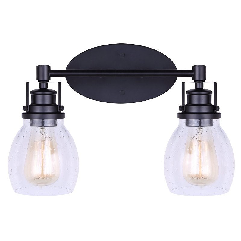 Canarm CARSON IVL705A02BK Vanity Light, 200 W, 2-Lamp, Type A Lamp, Metal Fixture, Black Fixture, Matte Fixture