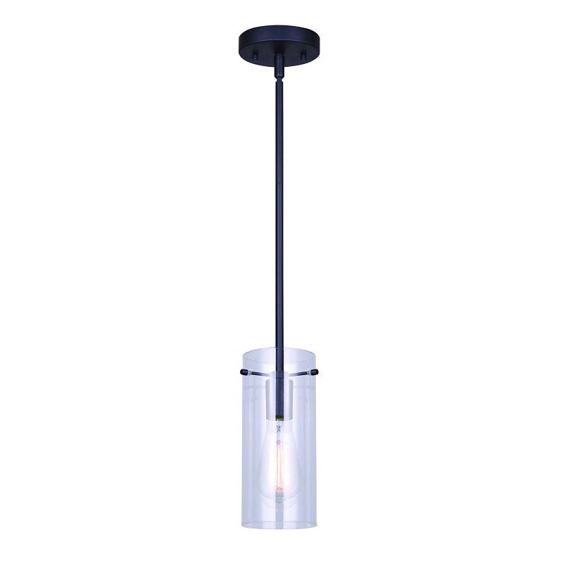 Canarm JONI IPL759A01BK Pendant Light, 120 V, 100 W, 1-Lamp, Type A Lamp, Metal Fixture, Black Fixture