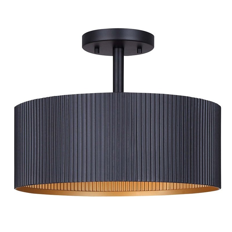 Canarm REXTON Series ISF1119A02BK Semi-Flush Mount Light, 120 V, 120 W, Incandescent Lamp, Metal Fixture, Black Fixture