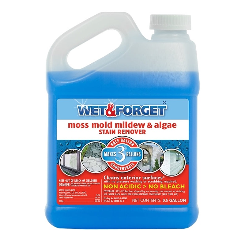 Wet & Forget 800003 Stain Remover, 0.5 gal, Slight Almond, Blue