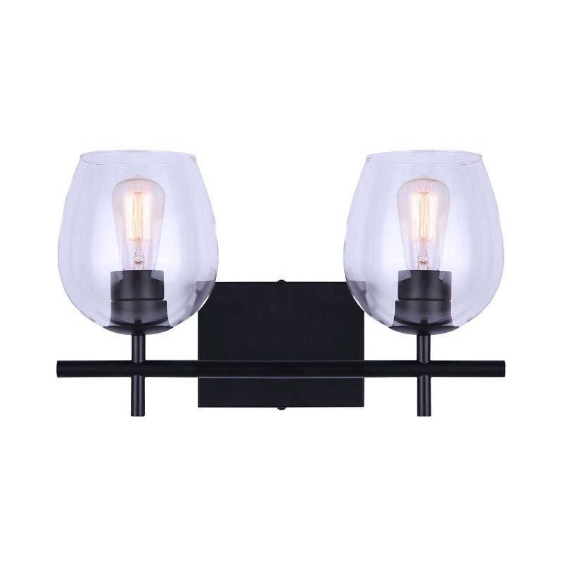 Canarm CAIN IVL1019A02BK Vanity Light, 120 V, 200 W, 2-Lamp, Type A Lamp, Metal Fixture, Black Fixture