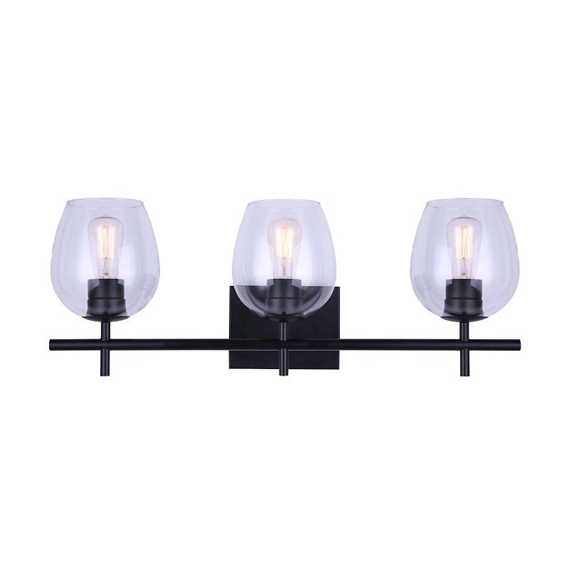 Canarm CAIN Series IVL1019A03BK Vanity Light, 3-Lamp, CFL, Incandescent, LED Lamp, Steel Fixture, Matte Black Fixture