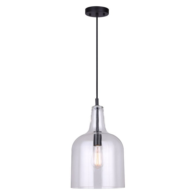 Canarm KEEVA IPL1059A01BK Pendant Light, 120 V, 60 W, 1-Lamp, Type A Lamp, Metal Fixture, Black Fixture