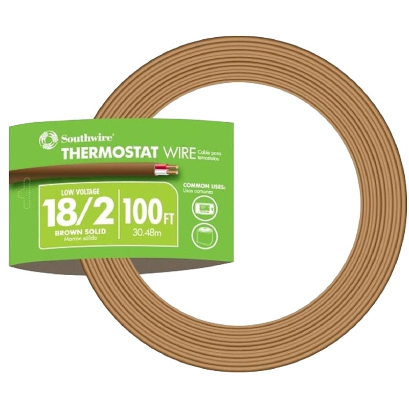 Southwire SIMpull 64162104 Thermostat Wire, 18 AWG Wire, 2 -Conductor, 100 ft L, Copper Conductor, PVC Sheath