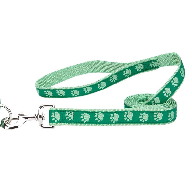 Casual Canine ZA8861 44 43 Two-Tone Pawprint Dog Lead, 4 ft L, 5/8 in W, Nylon Line, Green
