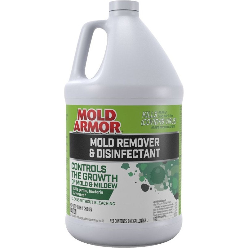 Mold Armor FG550 Mold Remover and Disinfectant, 1 gal, Liquid, Benzaldehyde Organic, Clear