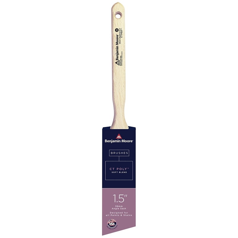 Benjamin Moore U62015-017 Paint Brush, Wood Handle, Soft Brush, CT Polymer Bristle, Angle Sash Handle, 1 EA