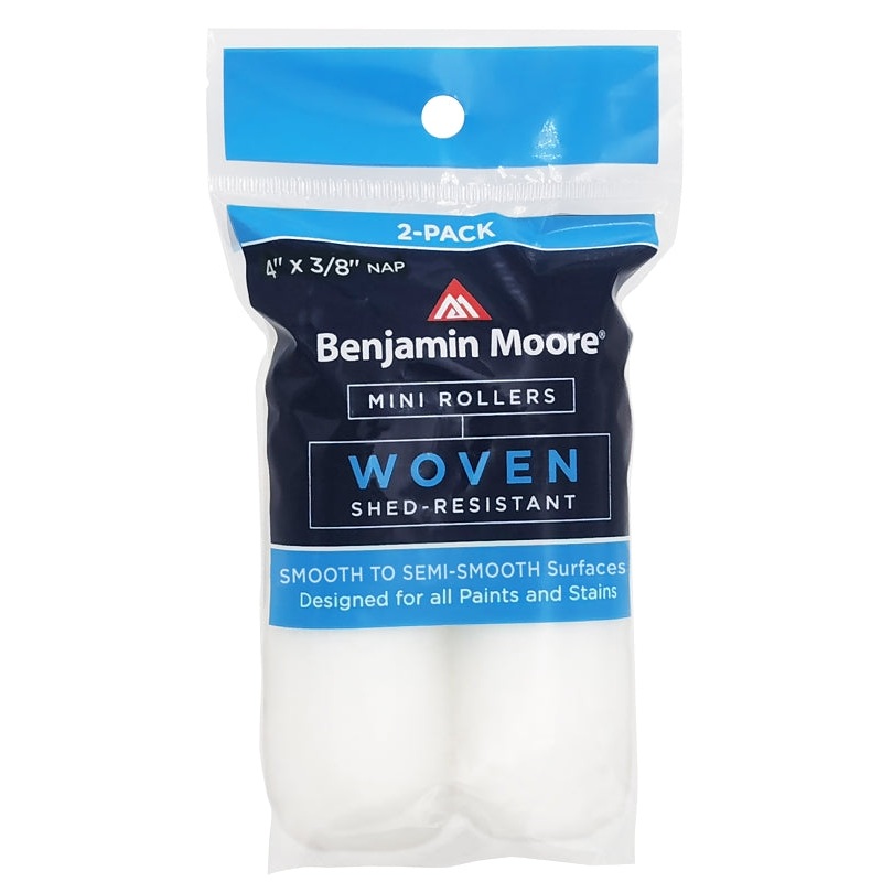 Benjamin Moore U66301-018 Woven Mini Roller Cover, White, 3/8 in Thick Nap, 4 in L, 2/PK