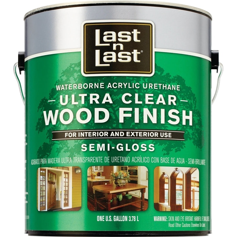 Last n Last 14001 Ultra Clear Wood Finish, Semi-Gloss, Liquid, Ultra Clear, 1 gal, Can