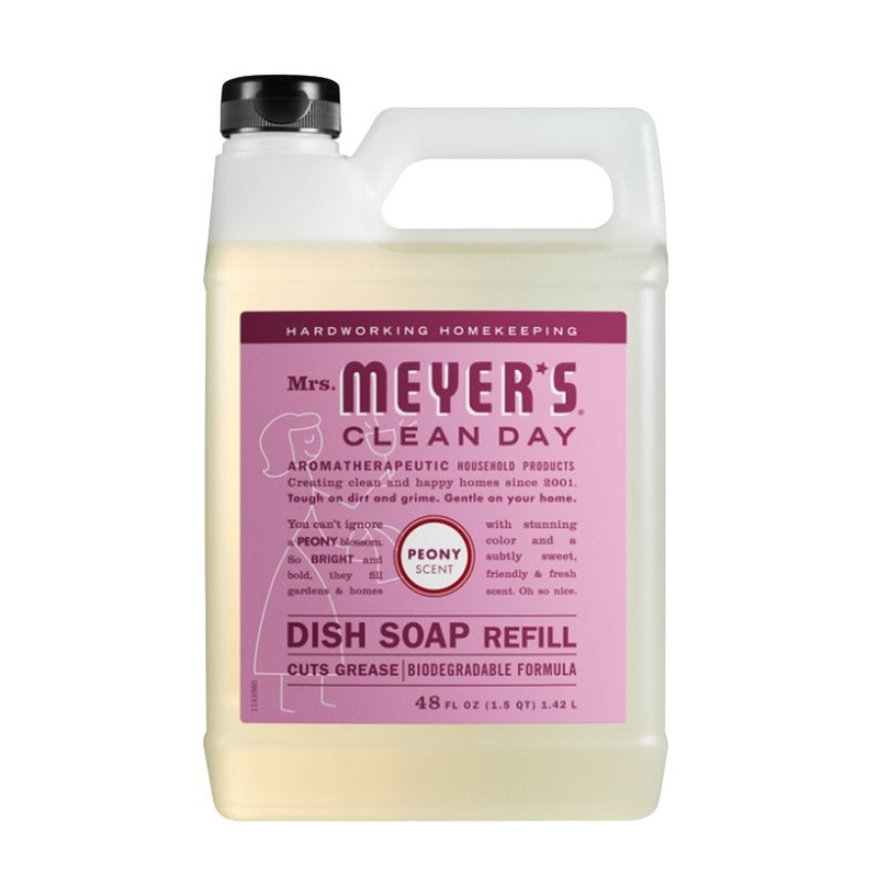 Mrs. Meyer’s Clean Day 11408 Dish Soap, 48 fl-oz Bottle, Liquid, Peony, Colorless