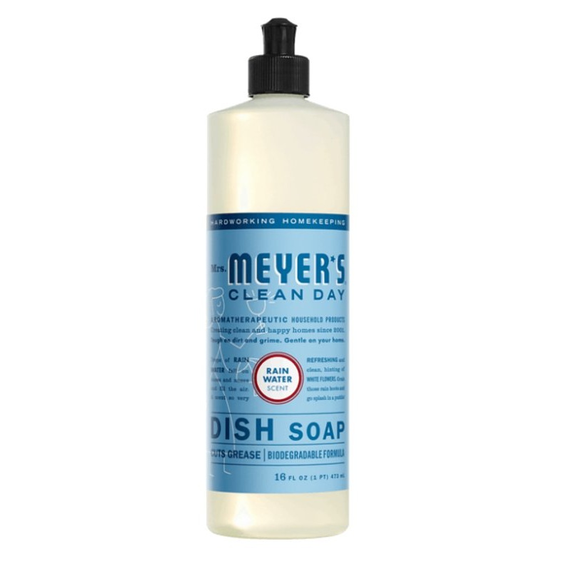 Mrs. Meyer’s Clean Day 11926 Dish Soap Refill, 16 fl-oz Bottle, Liquid, Rain Water, Colorless
