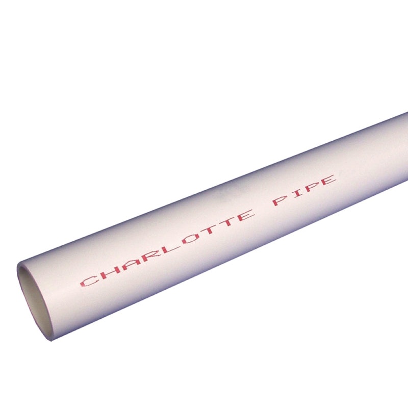 Charlotte Pipe PVC 4010 1000H Pipe, 1 in, 5 ft L, SCH 40 Schedule, PVC, White