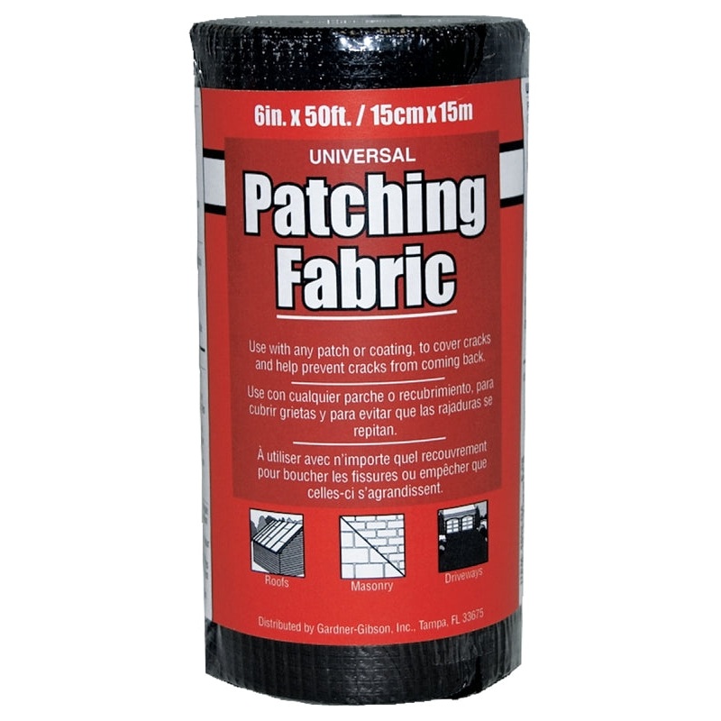 Gardner 4502-GA Patching Fabric, 50 ft L, 6 in W, Fiberglass, Black