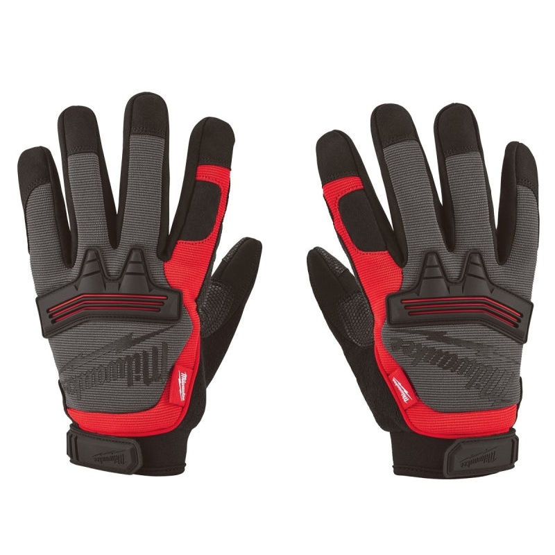 Milwaukee 48-22-8732 Multi-Purpose Work Gloves, Unisex, L, 7.53 to 7.73 in L, Hook-and-Loop Cuff, Leather, Black/Red