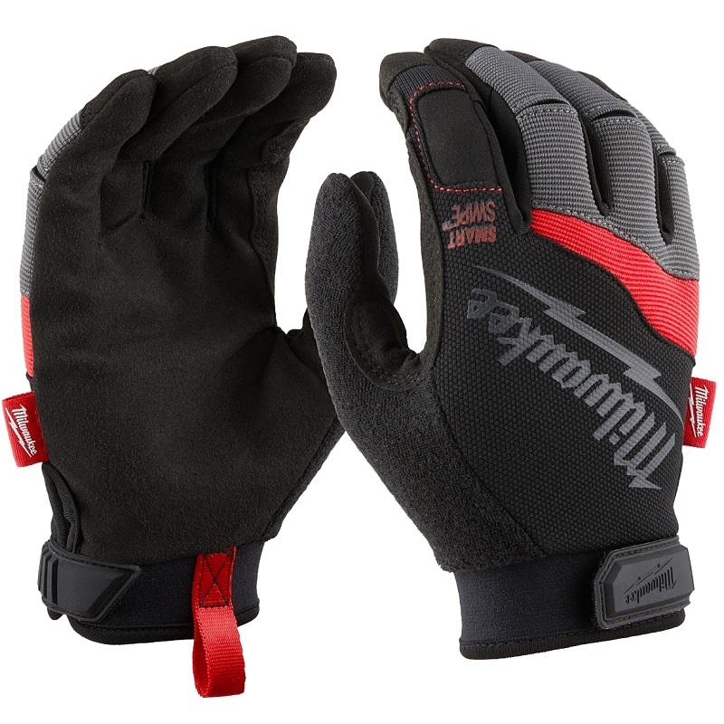 Milwaukee 48-73-8522 Work Gloves, Unisex, L, 7-5/8 to 8 in L, Reinforced Thumb, Knuckle Cuff, Black/Red