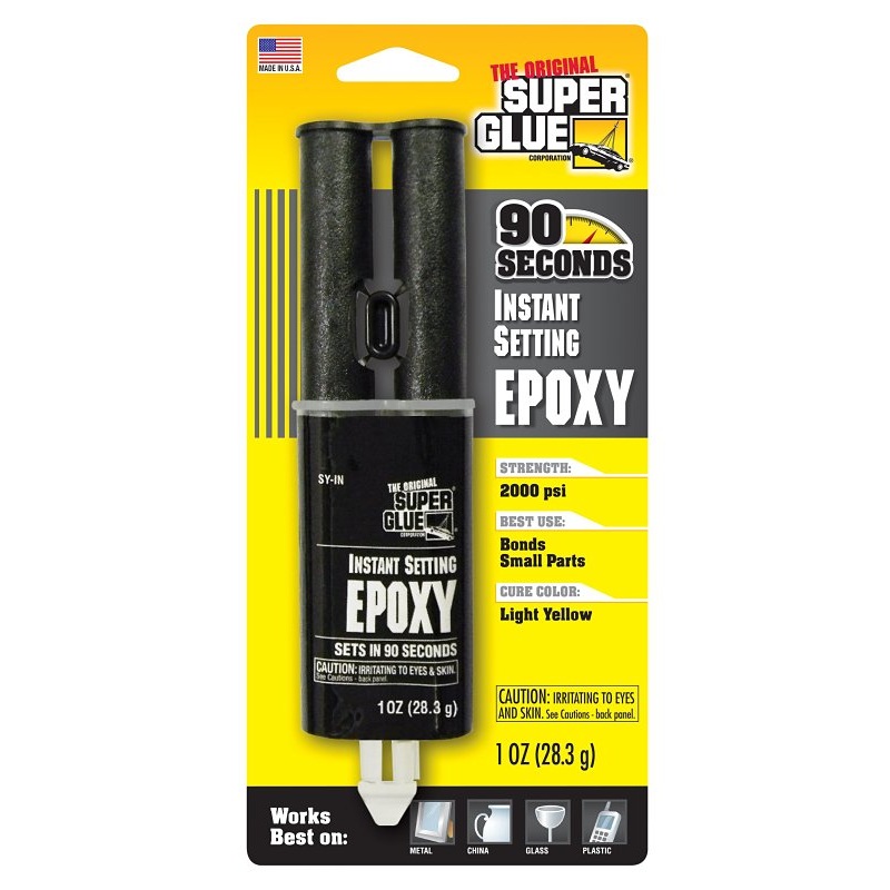 The Original Super Glue SY-IN Epoxy Adhesive, Light Yellow, Liquid, 1 oz Syringe, -400 to 600 deg C Temperature