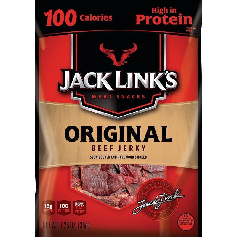 Jack Link’s 10000008418 Snack, Jerky, Original, 1.25 oz, Beef, Citric Acid, Flavorings
