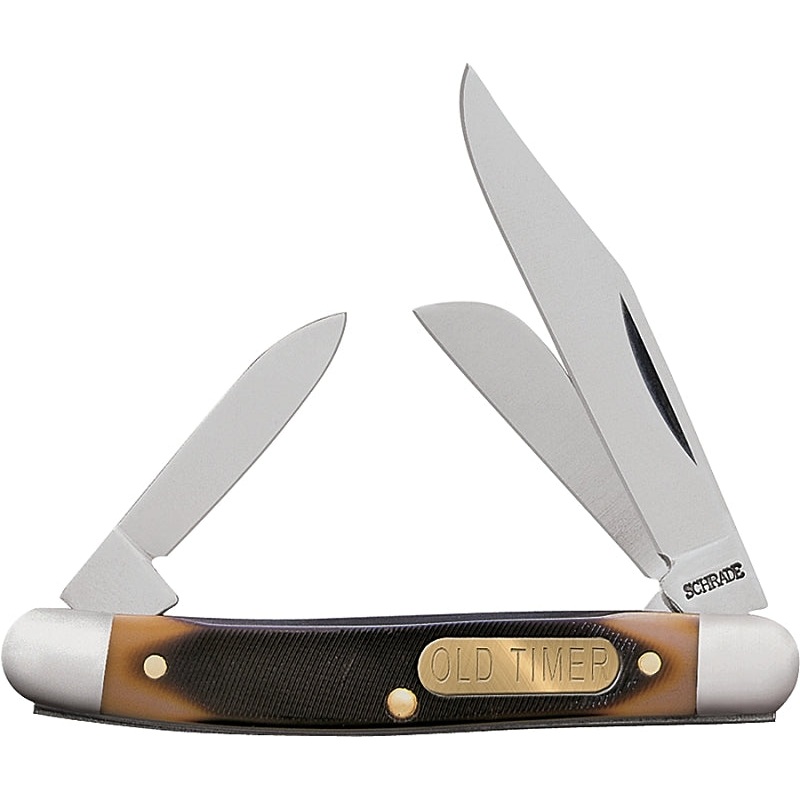 Old Timer 108OT Junior Folding Pocket Knife, 2 in L Blade, Stainless Steel Blade, 3-Blade, Sawcut Handle