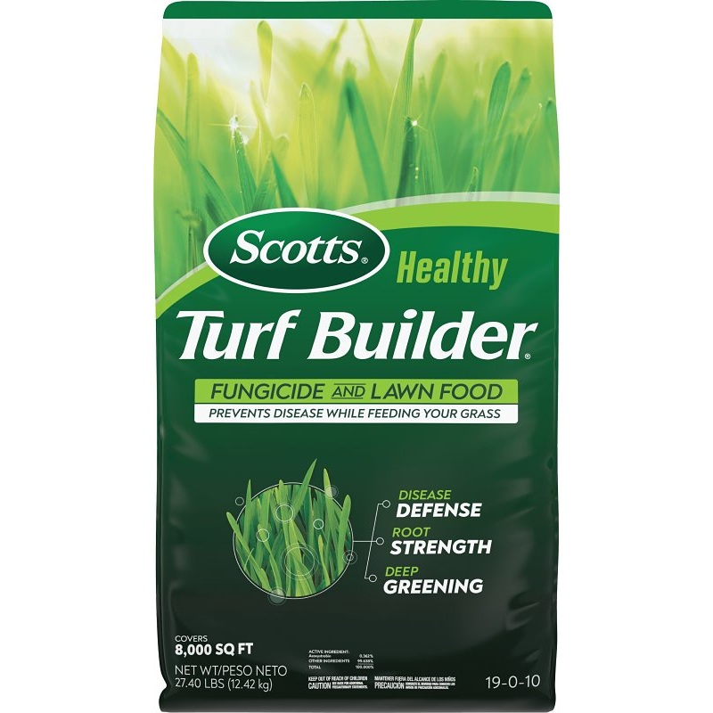 Scotts Healthy Turf Builder 26029 Fungicide and Lawn Food, Granular, Characteristic, Beige, 27.4 lb Bag