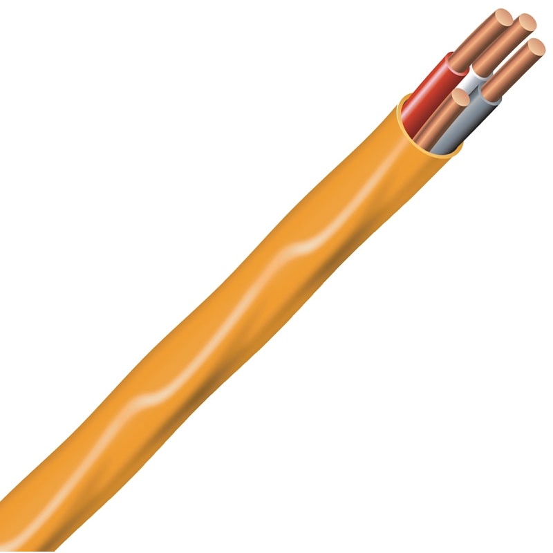 Southwire 10/3NM-WGX100 Sheathed Cable, 10 AWG Wire, 3-Conductor, 100 ft L, Copper Conductor, PVC Insulation