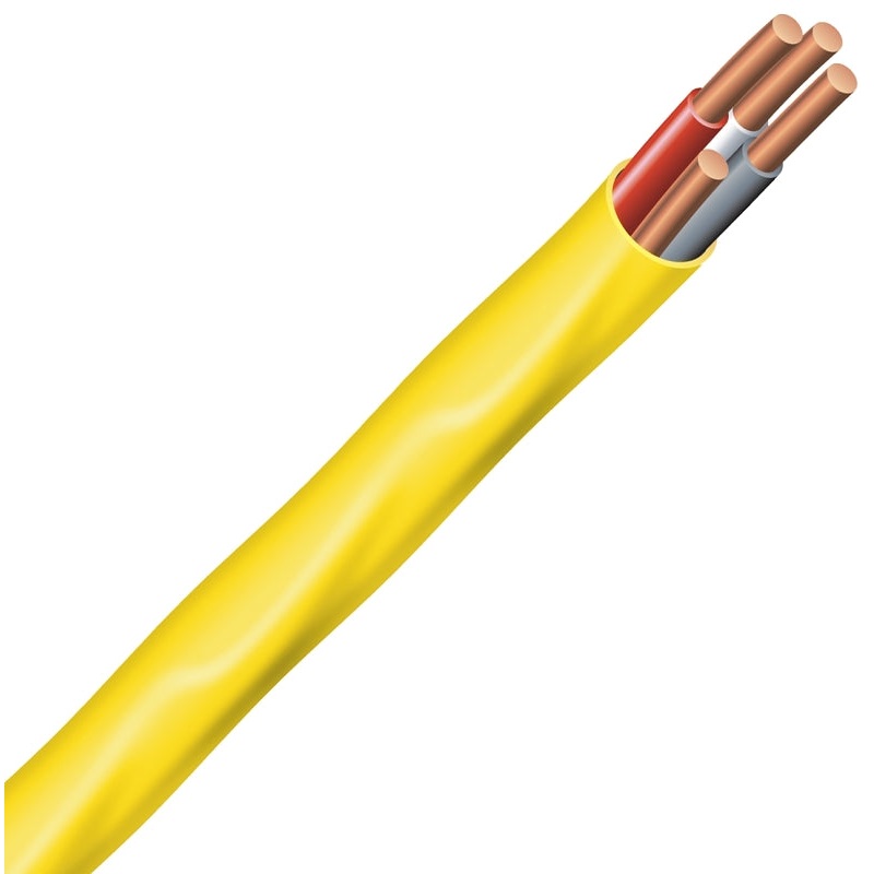 Southwire 12/3NM-WGX50 Sheathed Cable, 12 AWG Wire, 3-Conductor, 50 ft L, Copper Conductor, PVC Insulation