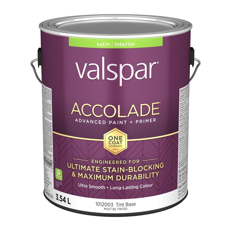 Accolade 029.1012003.007 Interior Paint and Primer, Acrylic, Satin, Tint Base, 1 gal, 37 sq-m Coverage Area