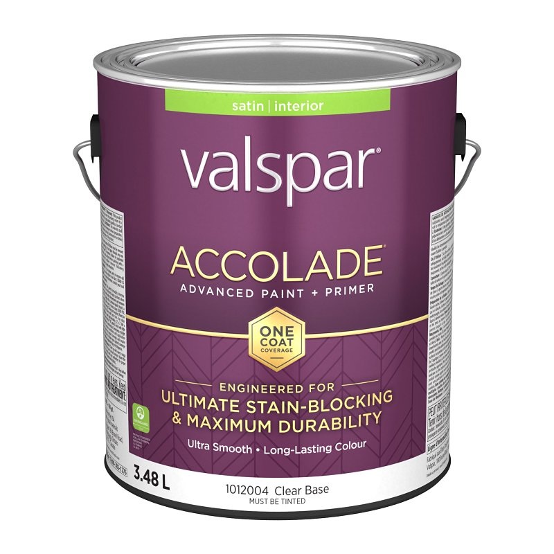 Accolade 029.1012004.007 Interior Paint and Primer, Acrylic, Satin, Clear, 1 gal, 37 sq-m Coverage Area