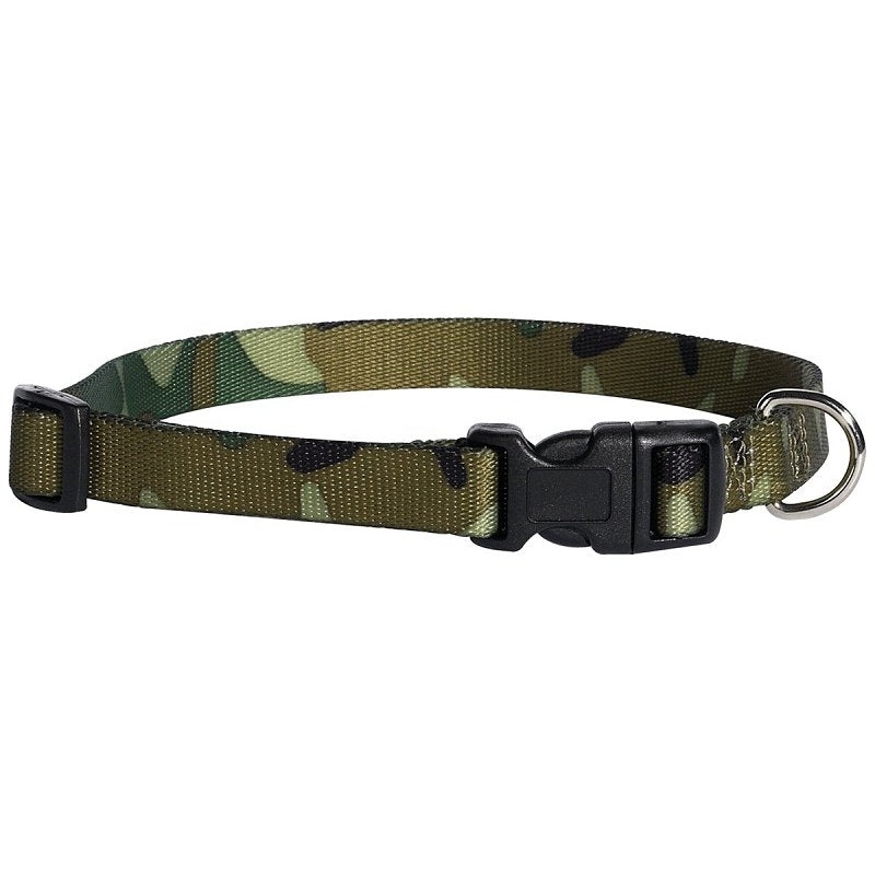 Casual Canine ZA6741 06 43 Dog Collar, D-Ring Link, 6 to 10 in L Collar, 3/8 in W Collar, Nylon, Green Camo