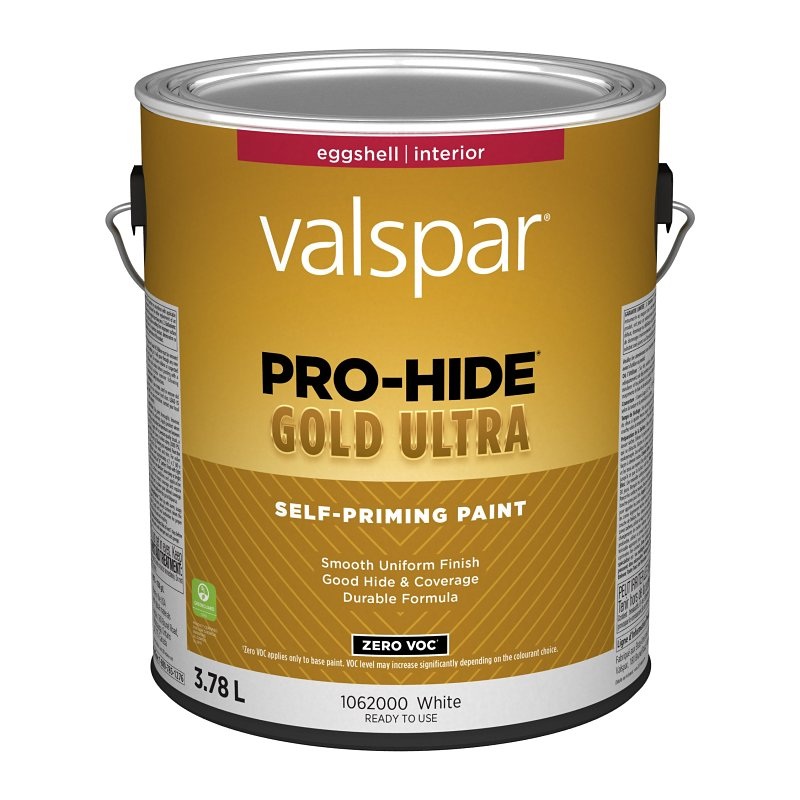 Pro-Hide Gold Ultra 029.1062000.007 Interior Self-Priming Paint, Eggshell, White, 1 gal, 37 sq-m Coverage Area