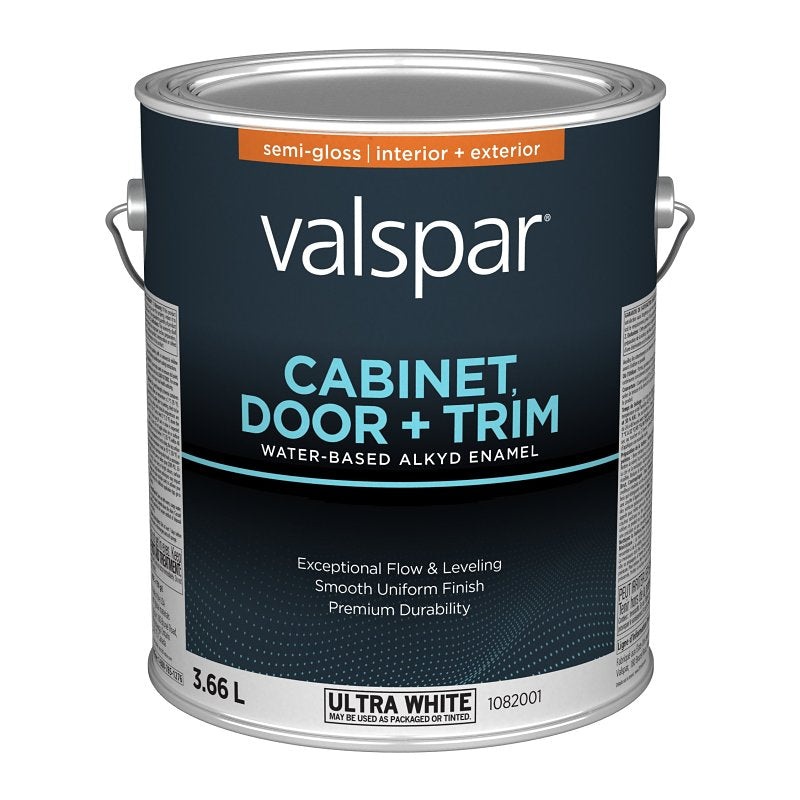 Valspar 029.1082001.007 Cabinet Door and Trim Oil Enriched Enamel, Water, Semi-Gloss, Ultra White, 1 gal