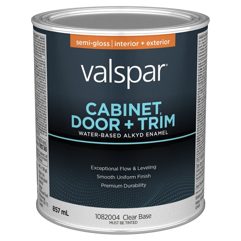 Valspar 029.1082004.005 Cabinet Door and Trim Oil Enriched Enamel, Water, Semi-Gloss, Clear, 1 qt