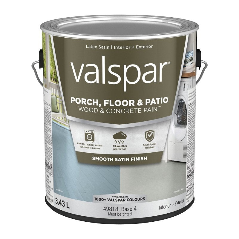 Valspar 112.0049818.007 Floor and Porch Paint, Basis 4 Base, Satin Sheen, Clear, 1 gal, Can