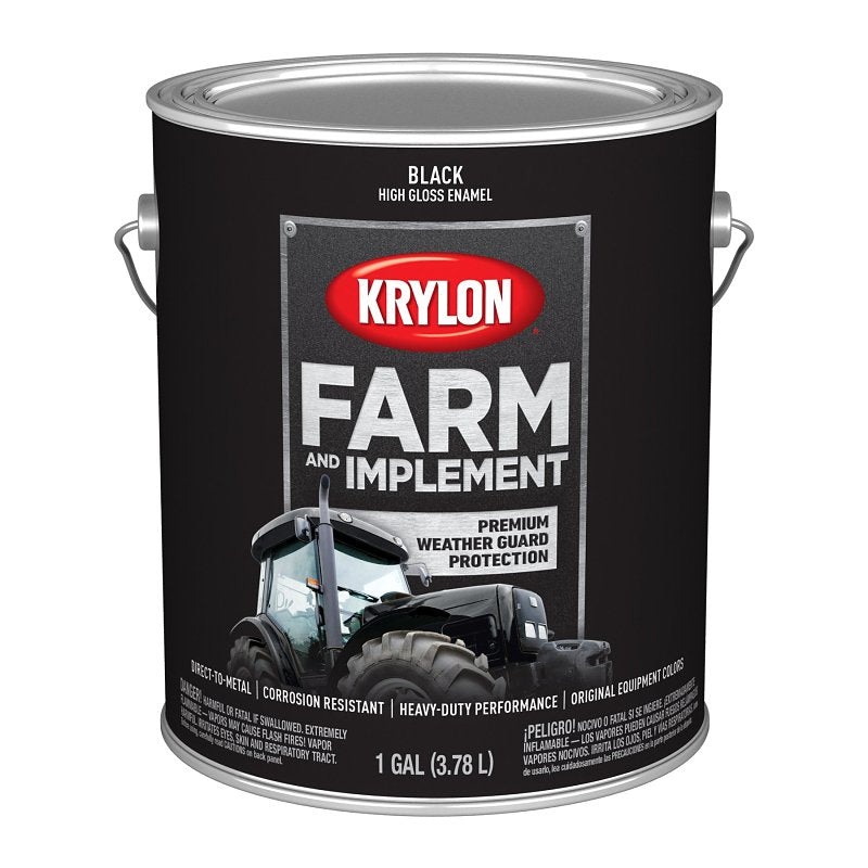 Krylon K01962008 Farm and Implement Paint, 1 gal, Black, Liquid