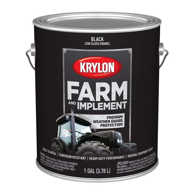 Krylon K01965008 Farm and Implement Paint, 1 gal, Black, Liquid