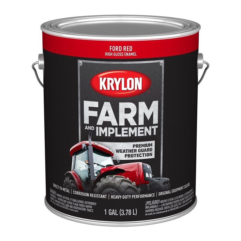 Krylon K01972008 Farm and Implement Paint, 1 gal, Red, Liquid