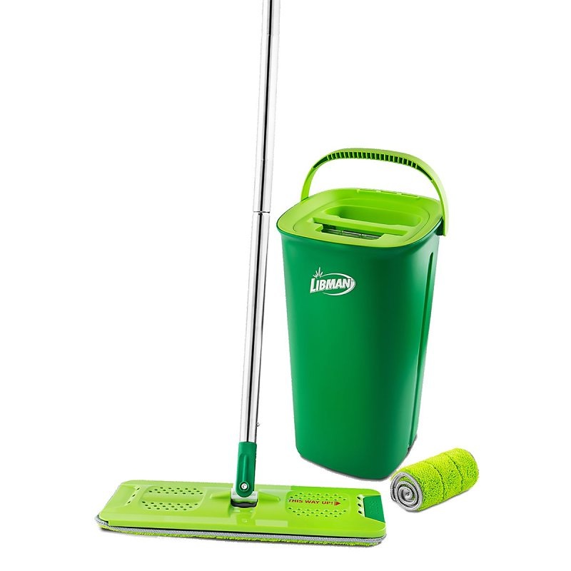 Libman Rinse ‘n Wring 1516 Mop System, 51 in L, Loop and Hook Mop Connection, Microfiber Mop Head