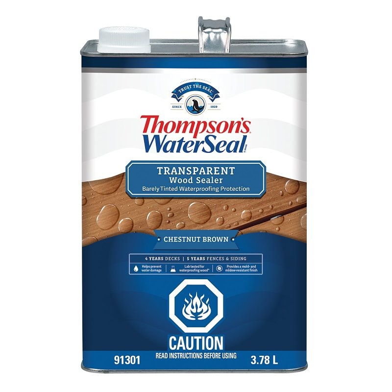 Thompson’s WaterSeal THCP91301-16 Wood Sealer, Transparent, Liquid, Chestnut Brown, 1 gal, Can