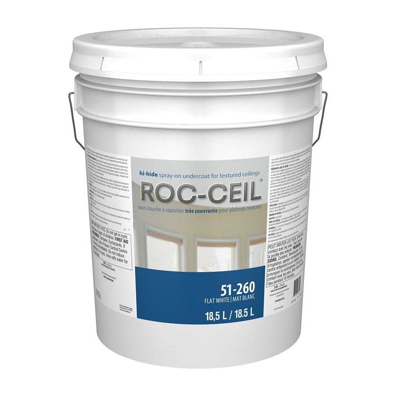 Valspar Roc-Ceil GE0051260-20 Ceiling Paint, Flat, White, 5 gal