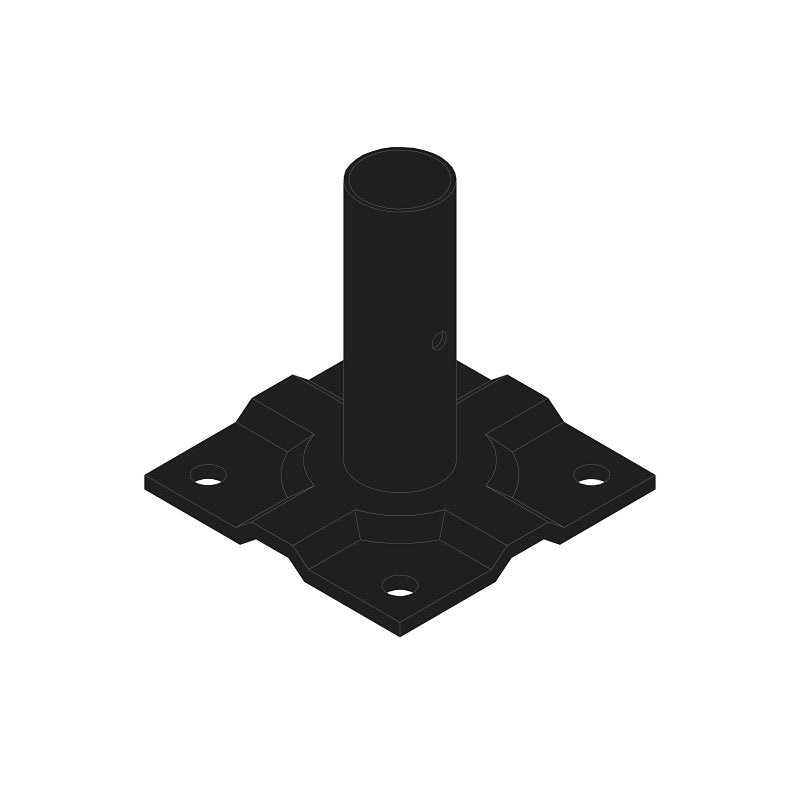 Nuvo Iron QFSM3 Surface Mount Plate, Metal, Black, Painted, For: 1 in Quick-Fence Posts