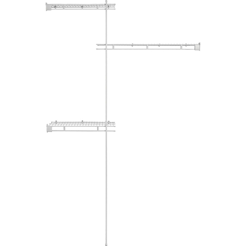 ClosetMaid 1640 Series Closet Organizer Kit, 60 in W x 12 in D x 78 in H Dimensions, Steel, White, Vinyl-Coated