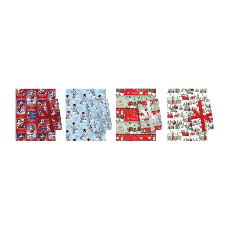 Santas Forest 67901 Traditional Gift Wrap, Paper, Assorted, Matte