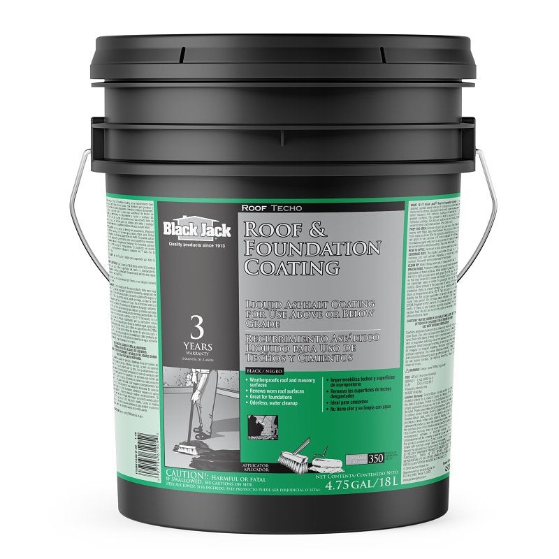 Black Jack 6190-9-30 Roof and Foundation Coating, Black, 4.75 gal Pail, Liquid