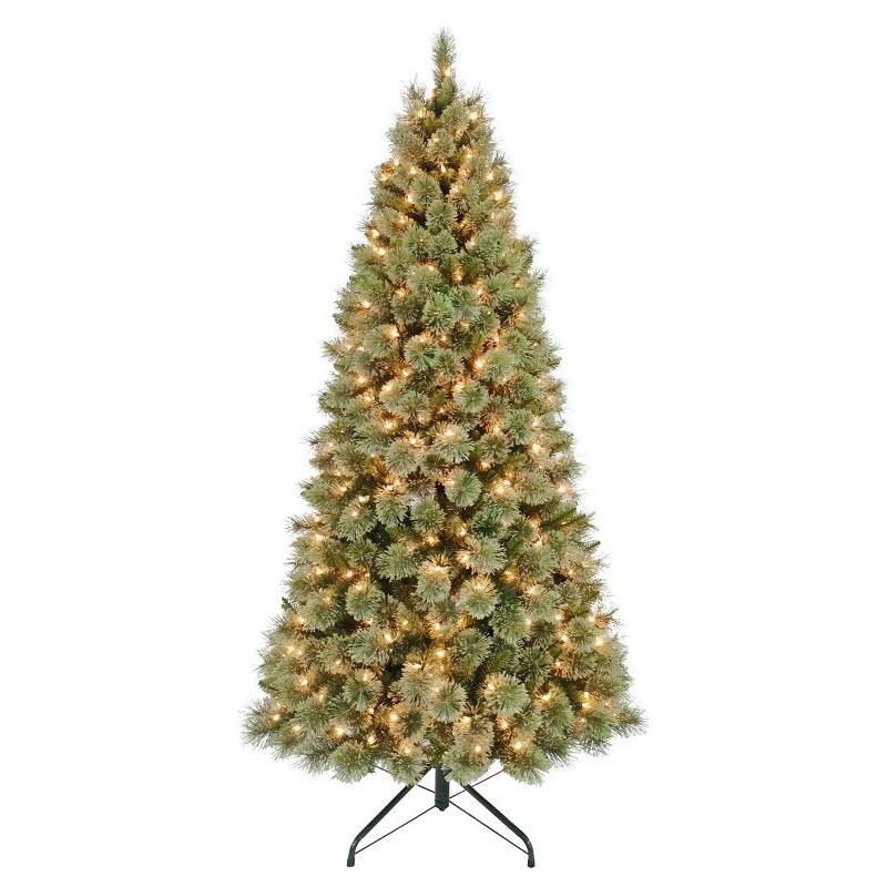 Puleo Asia Limited 357-4048-T70C4 Artificial Tree, 7 ft, Cashmere Monterey Pine Family, Direct Plug In, Incandescent, Clear
